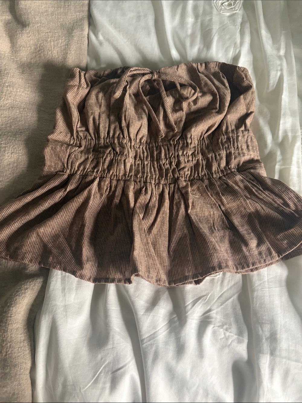 Anthropologie Brown Smocked Peplum Camisole